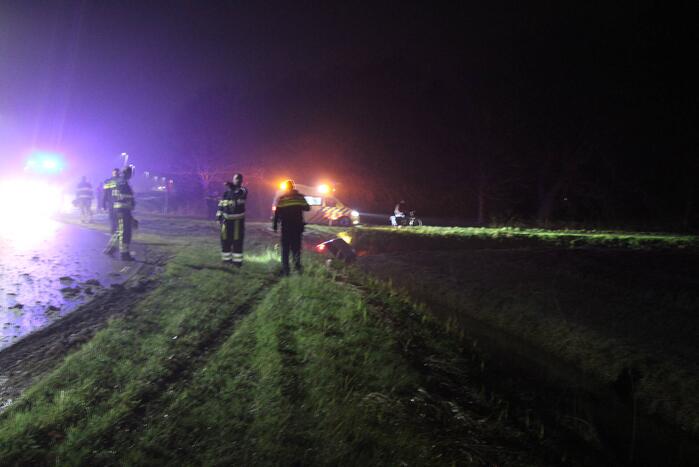 Automobilist raakt met auto van de weg en belandt in sloot