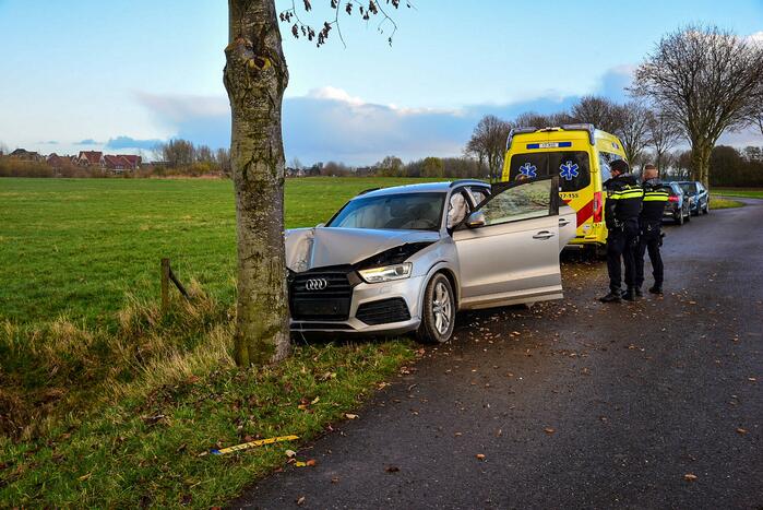 Automobilist botst met voertuig op boom