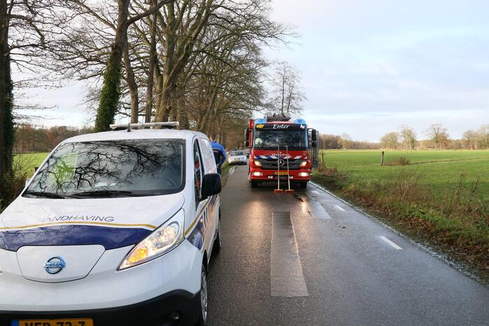 Omgewaaide boom verspert weg