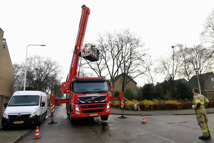 Weg afgesloten door loshangende tak