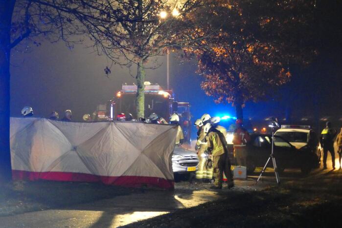 Auto crasht tegen boom