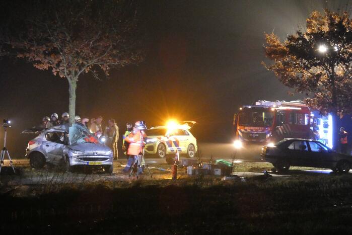 Auto crasht tegen boom
