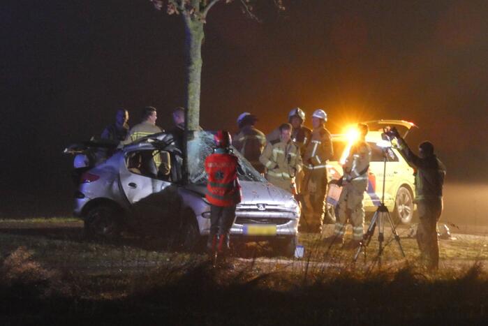 Auto crasht tegen boom