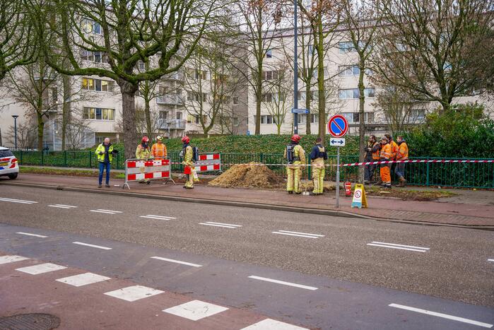 Gasleiding geraakt bij graafwerkzaamheden