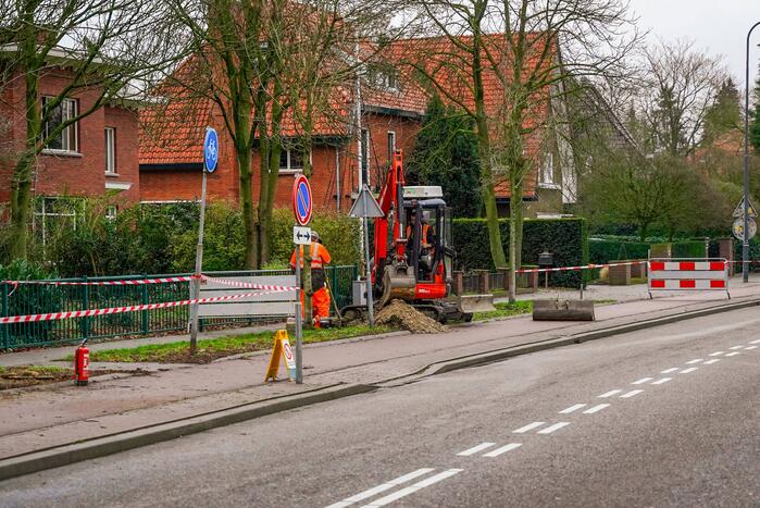 Gasleiding geraakt bij graafwerkzaamheden