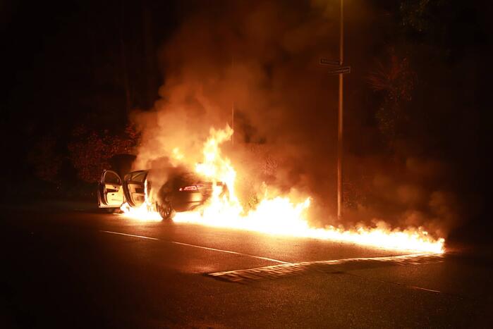Auto gaat in vlammen op