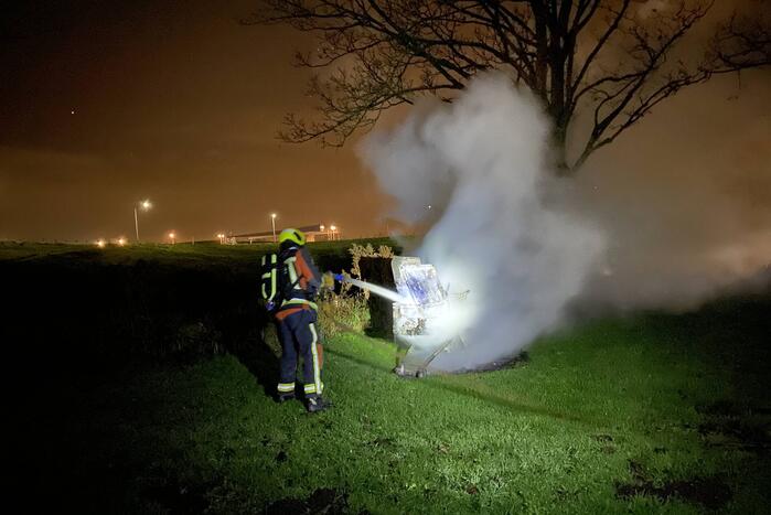 Winkelwagen met rommel in brand gevlogen