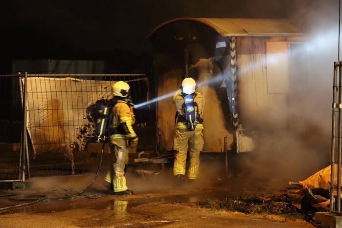 Bouwkeet verwoest door brand