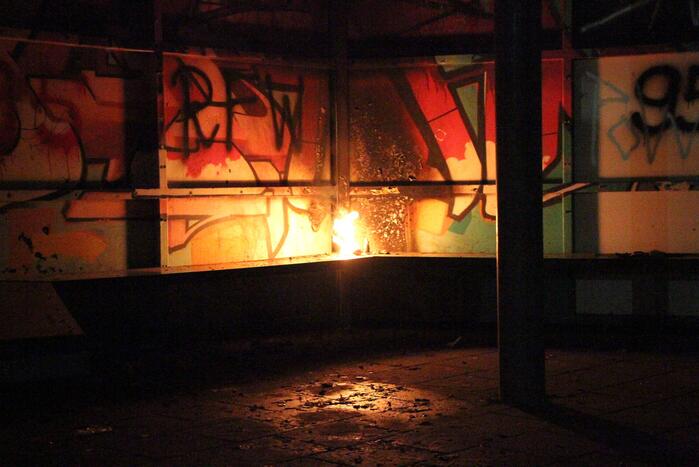 Spuitbus in brand in jeugdhonk