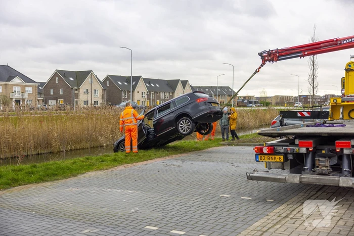 Auto te water na vergeten van handrem