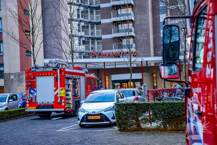 Brand in liftmachinekamer op elfde etage de Koperhorst