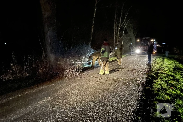 Weg geblokkeerd door omgevallen boom