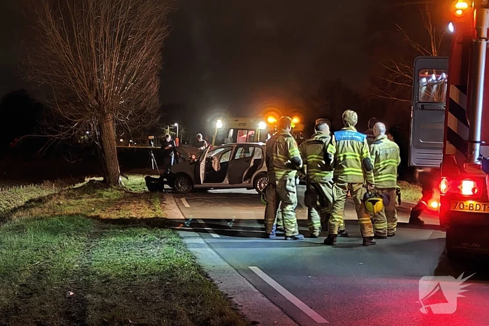 Flinke schade aan personenauto door botsing tegen boom