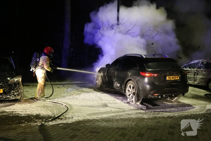 Geparkeerde auto uitgebrand