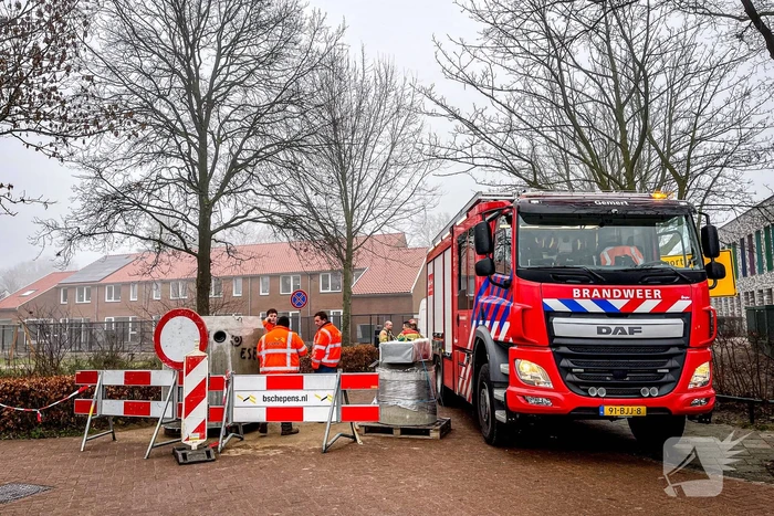 Gaslekkage ontstaan bij werkzaamheden op bouwterrein