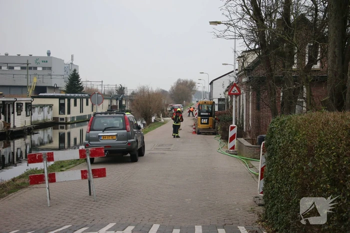 Gasleiding geraakt bij graafwerkzaamheden