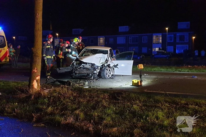 Automobilist raakt gewond bij aanrijding tegen boom
