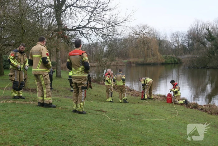 Duikers van de brandweer redden vastzittende meeuw