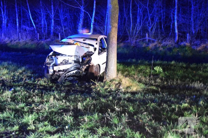 Automobilist belandt tegen boom