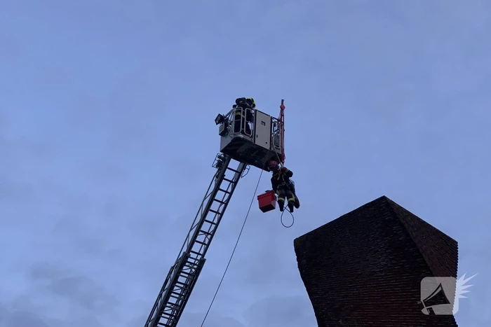 Brandweer redt gans uit kunstwerk