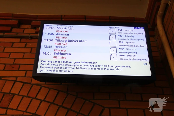 Treinen stilgelegd vanwege storm Eunice