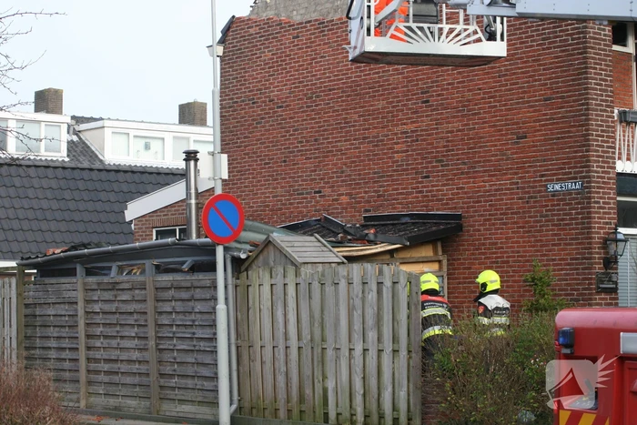 Gevel stort in door harde wind