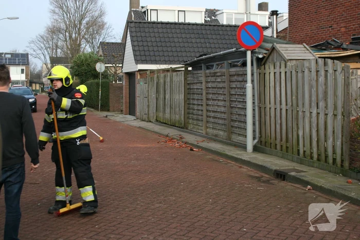 Gevel stort in door harde wind
