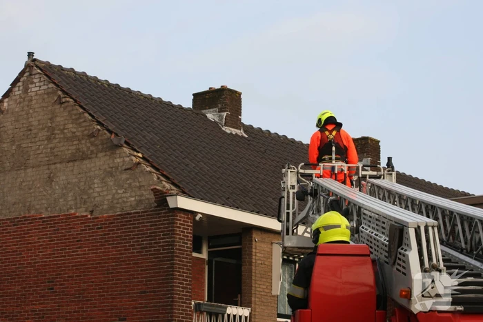 Gevel stort in door harde wind