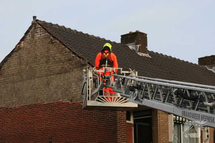 Gevel stort in door harde wind