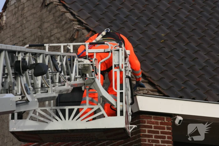 Gevel stort in door harde wind