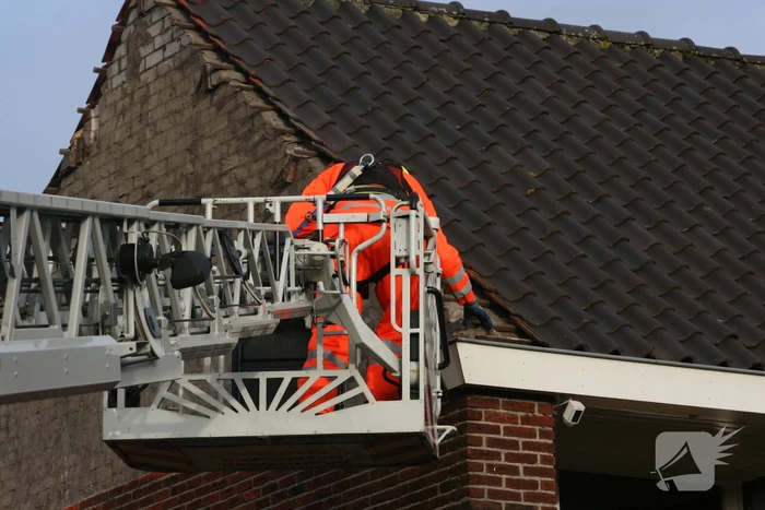 Gevel stort in door harde wind