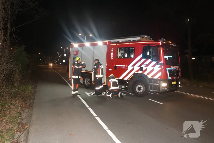 Omgevallen boom blokkeert weg