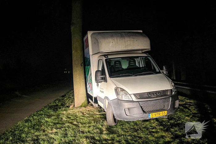 Bestuurder parkeert bakwagen tegen boom