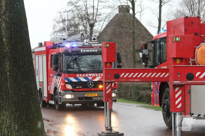 Brandweer zaagt gevaarlijk hangende tak uit boom