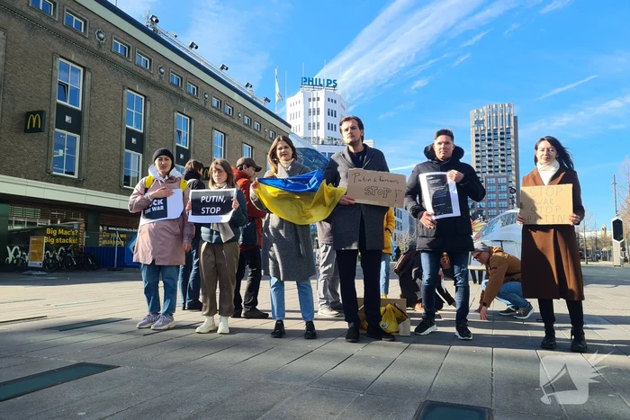 Demonstratie tegen inval Russische leger in Oekraïne
