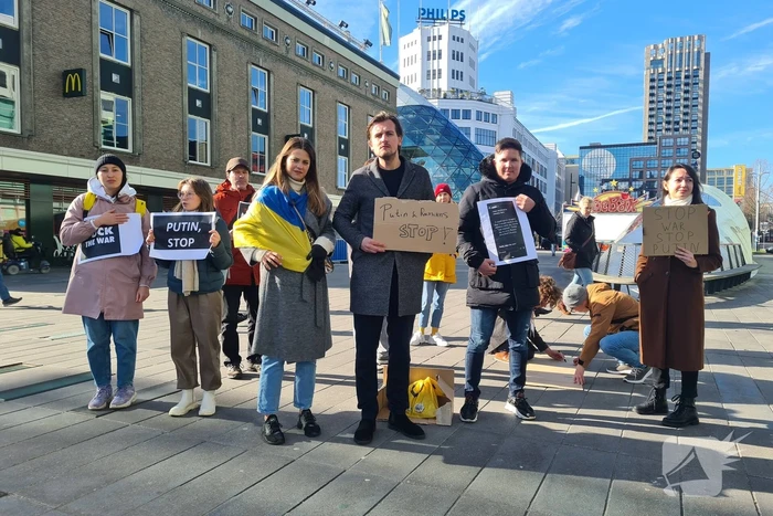 Demonstratie tegen inval Russische leger in Oekraïne