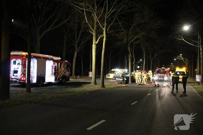 Bestuurder zwaargewond bij botsing met boom