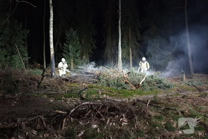 Brandweer blust brandende takken