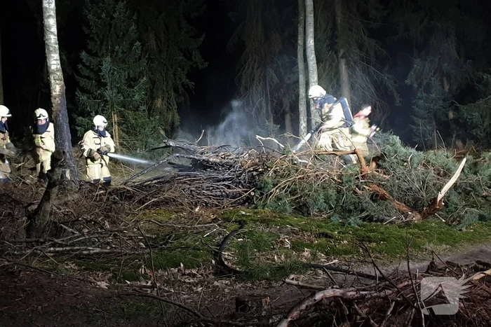 Brandweer blust brandende takken
