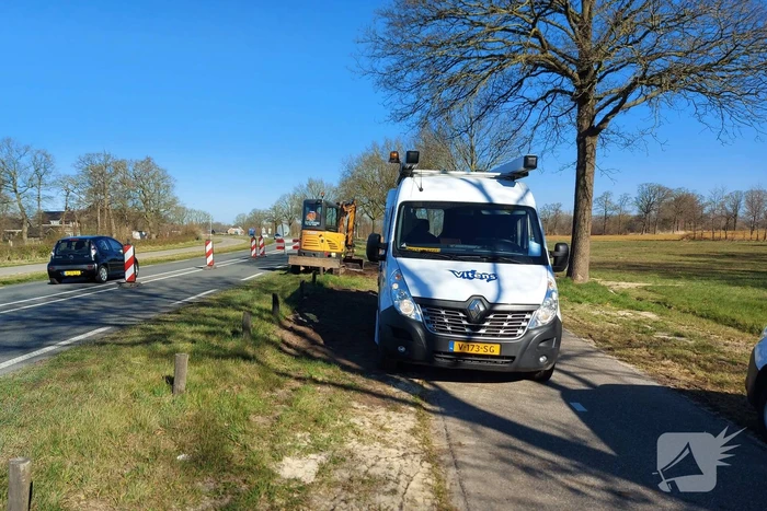 Breuk in waterleiding aan provinciale weg