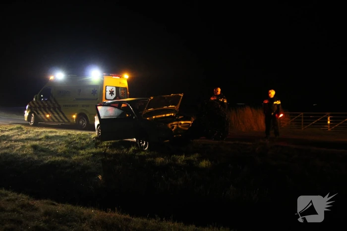 Flinke schade aan auto door botsing tegen boom