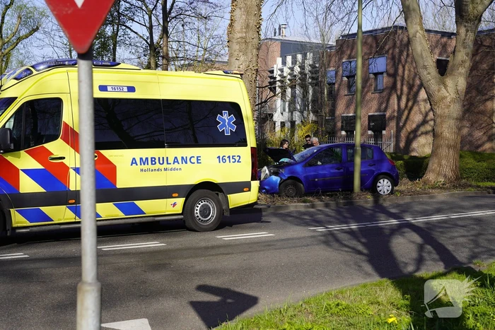 Auto raakt van de weg en botst tegen boom