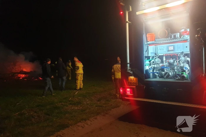 Bomen in brand op weiland