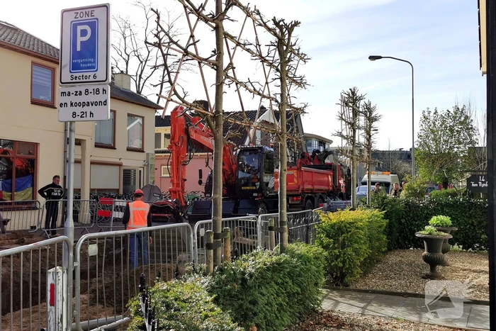 Gasleiding geraakt bij graafwerkzaamheden