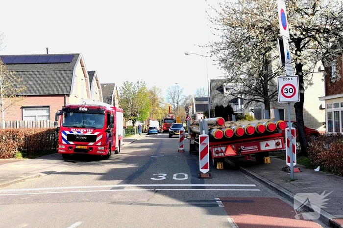 Gasleiding geraakt bij graafwerkzaamheden