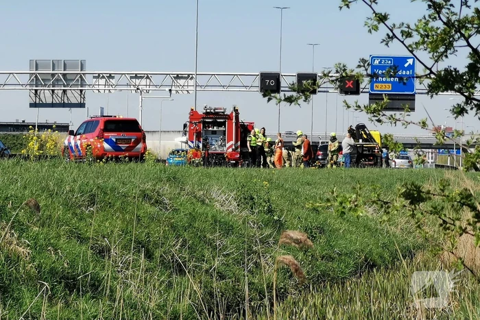 Verkeersopstopping vanwege brand op Rijksweg