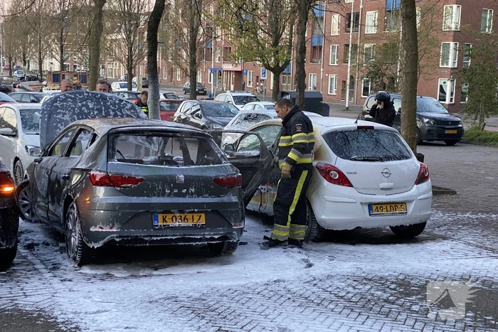 Geparkeerd auto verwoest vanwege brand