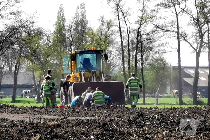 Incident met shovel in weiland