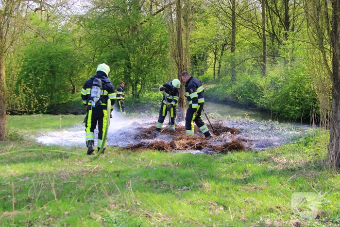 Veel rook bij brand in bult riet Rengerspark