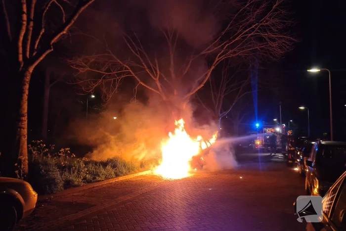 Geparkeerd auto verwoest vanwege brand